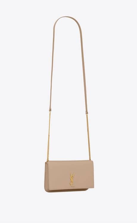 monogram phone holder with strap in smooth leather ysl